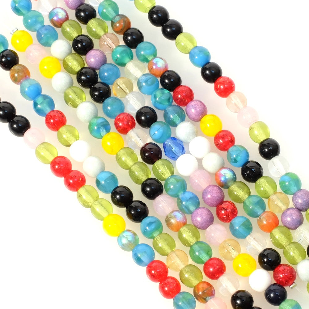 Fil de perles de Bohème rondes 6mm Mix de couleurs