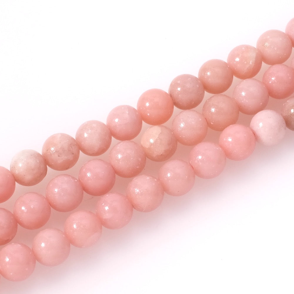 Fil de perles naturelles rondes 8mm en Opale rose