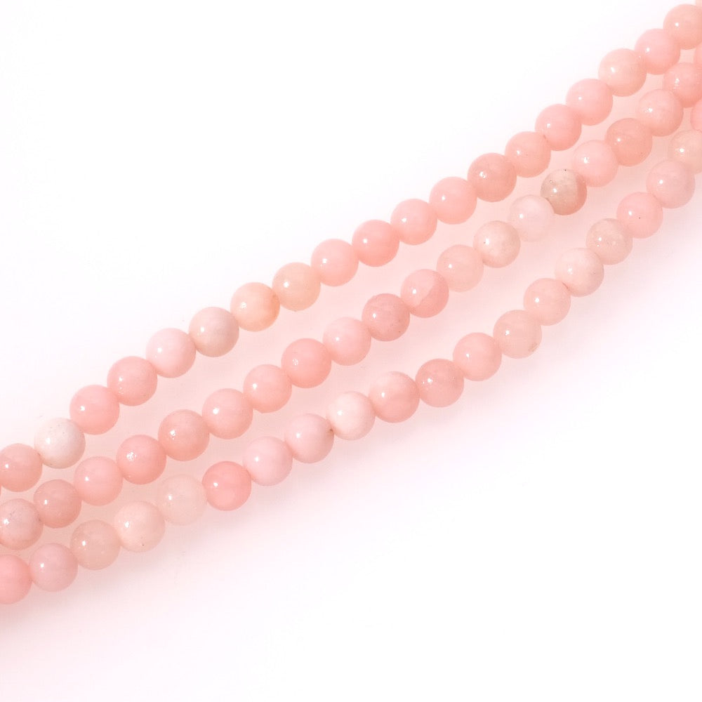 Fil de perles naturelles rondes 4,5mm en Opale rose