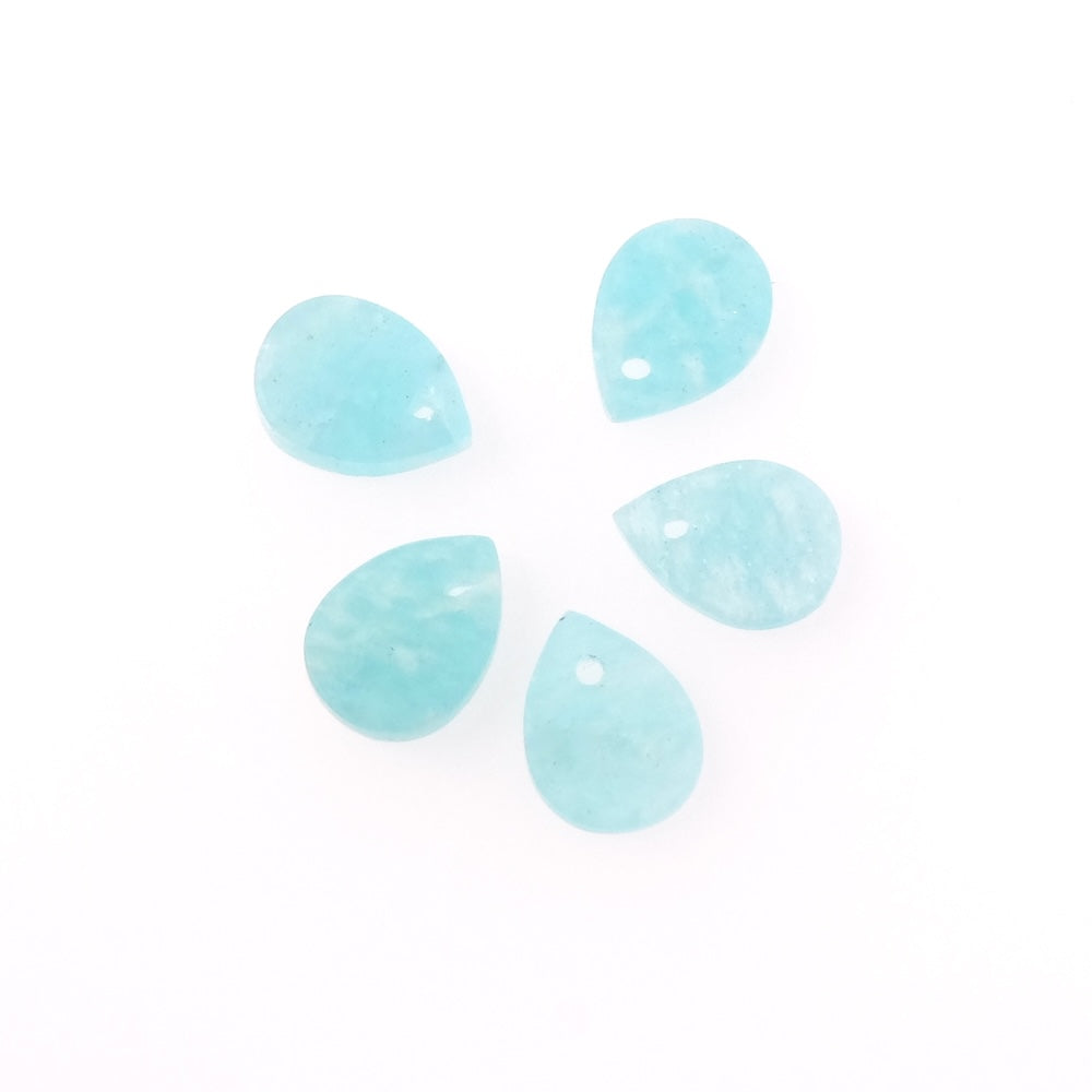 2 Pendentifs sequin goutte 8x6mm en  pierre naturelle Amazonite