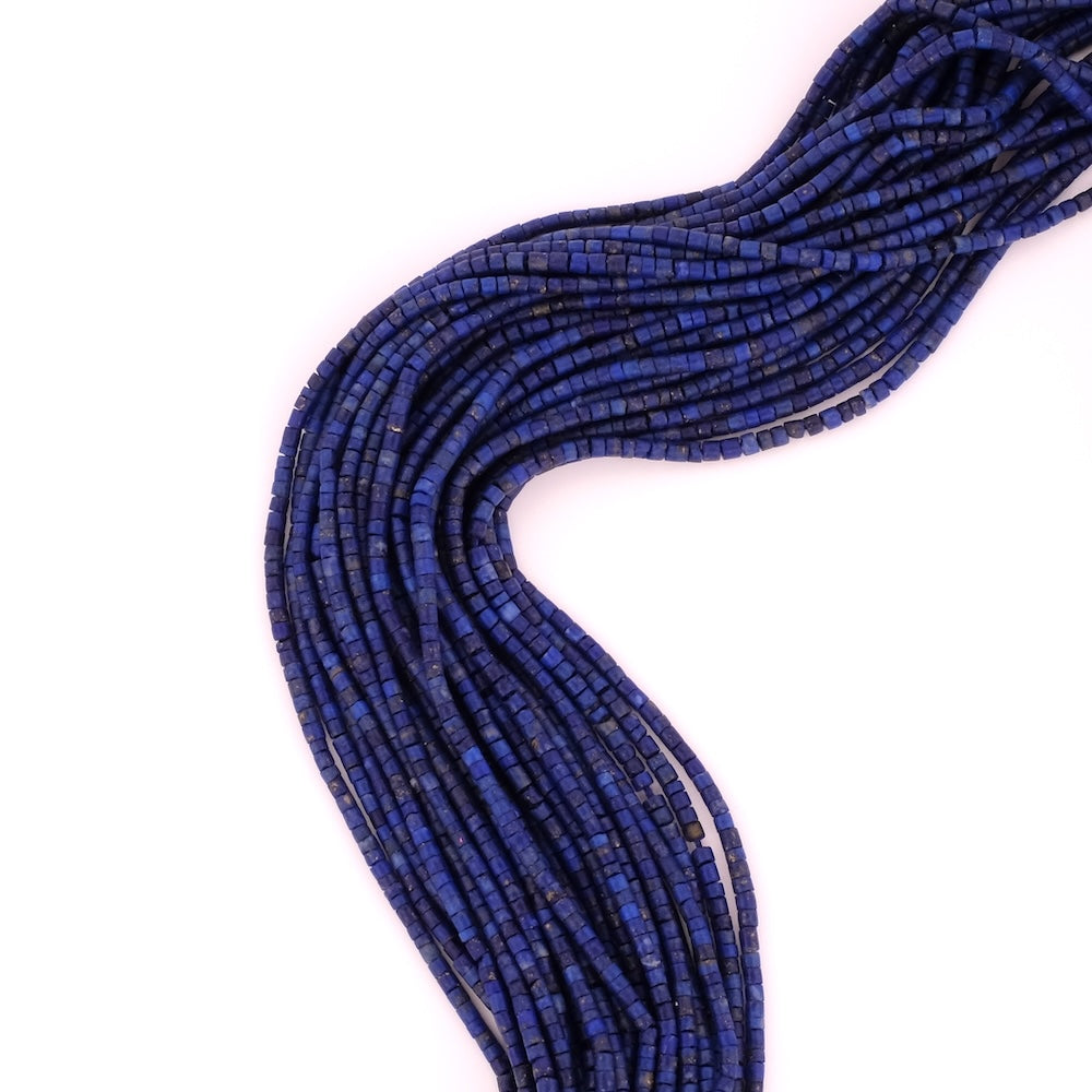 Fil de perles naturelles tubes 1,7mm en Lapis Lazuli