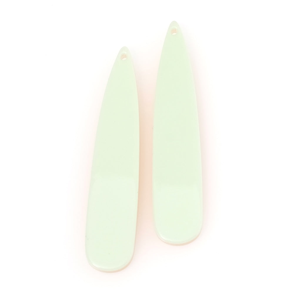 2 pendentifs gouttes en acétate double face vert et rose pastel