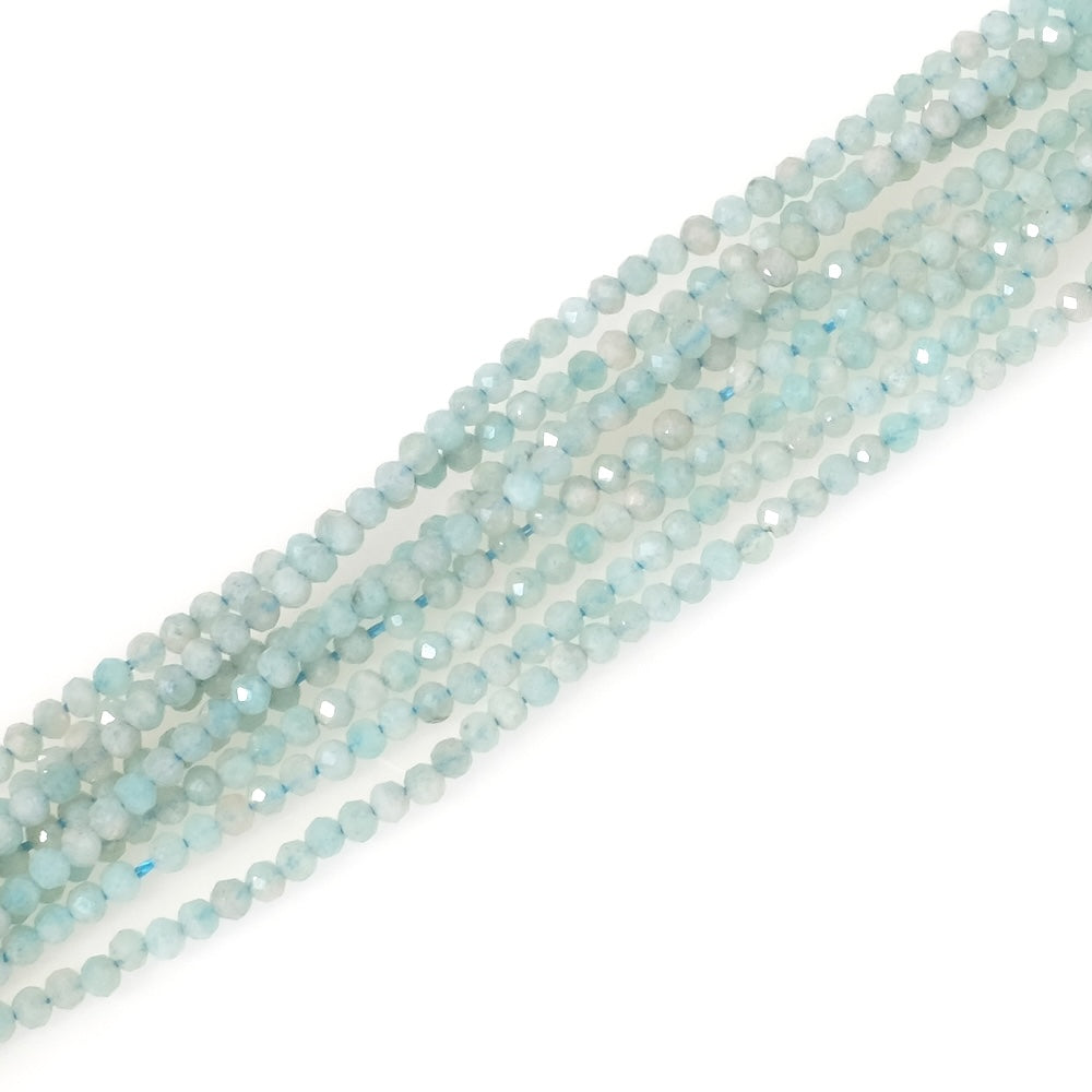 Fil de perles naturelles facettées 2mm Amazonite