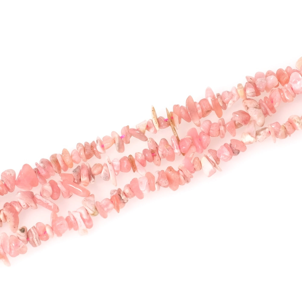 Fil de perles chips en pierre naturelle de Rhodochrosite