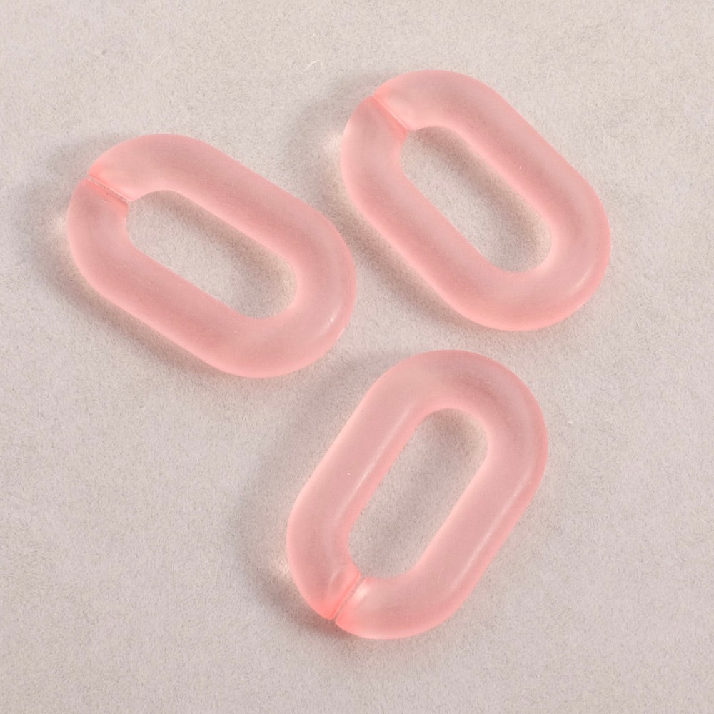 4 maillons ovale 31mm en acétate rose transparent mat