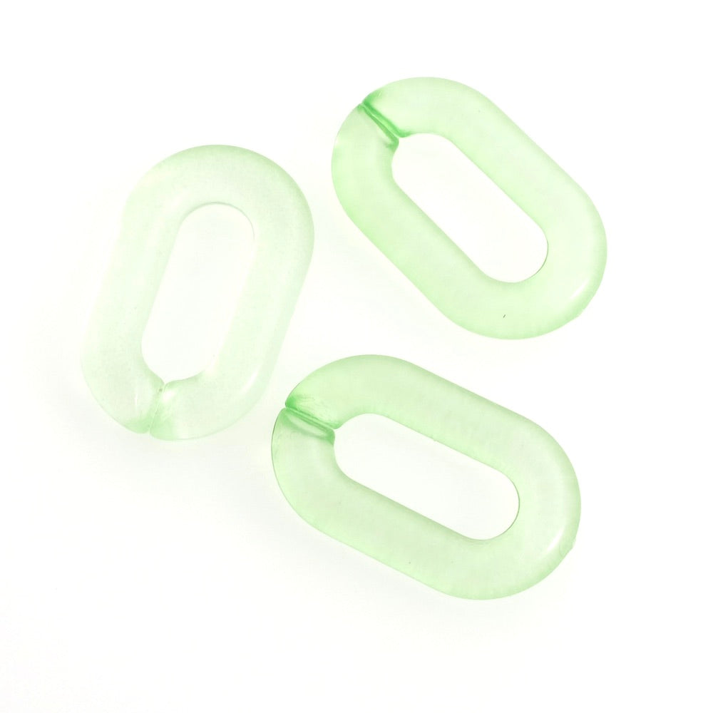 4 maillons ovale 31mm en acétate vert transparent mat