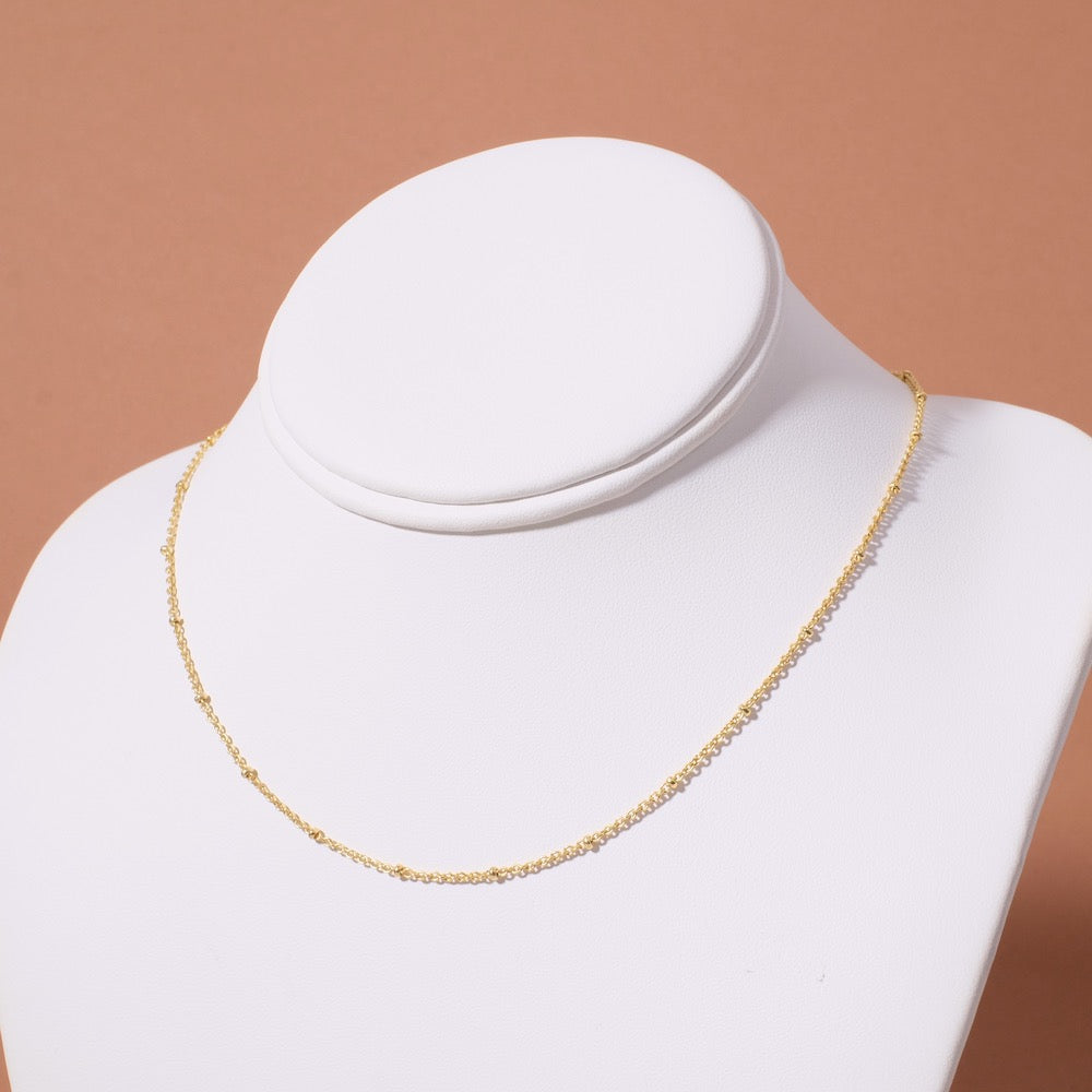 Collier chaine montée maillon boule soudée en Laiton doré à l&#39;or fin 24K Premium