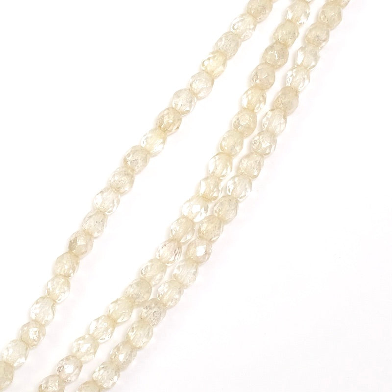 Fil de perles de Bohème rondes facettées champagne métallisé 4mm