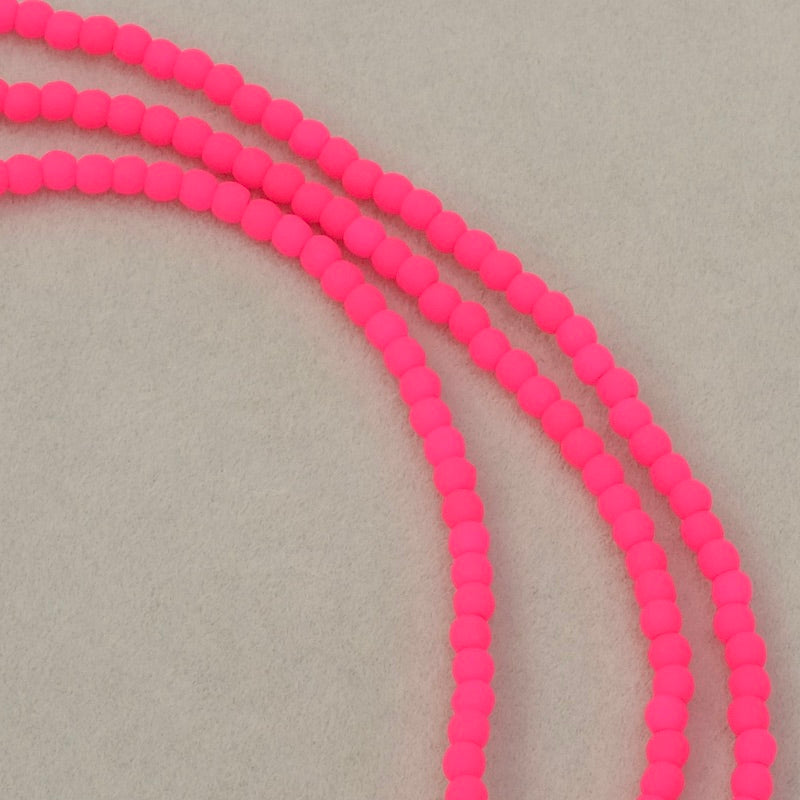 Filo di perle di Boemia rotonde da 2 mm rosa fluo opaco