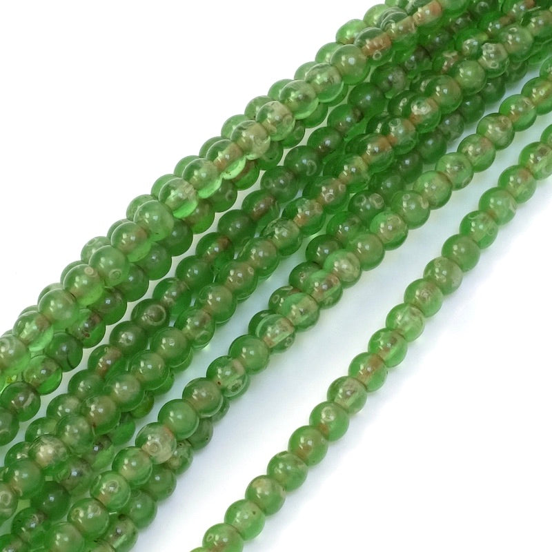 Filo di perle di Boemia rotonde da 4 mm di colore verde