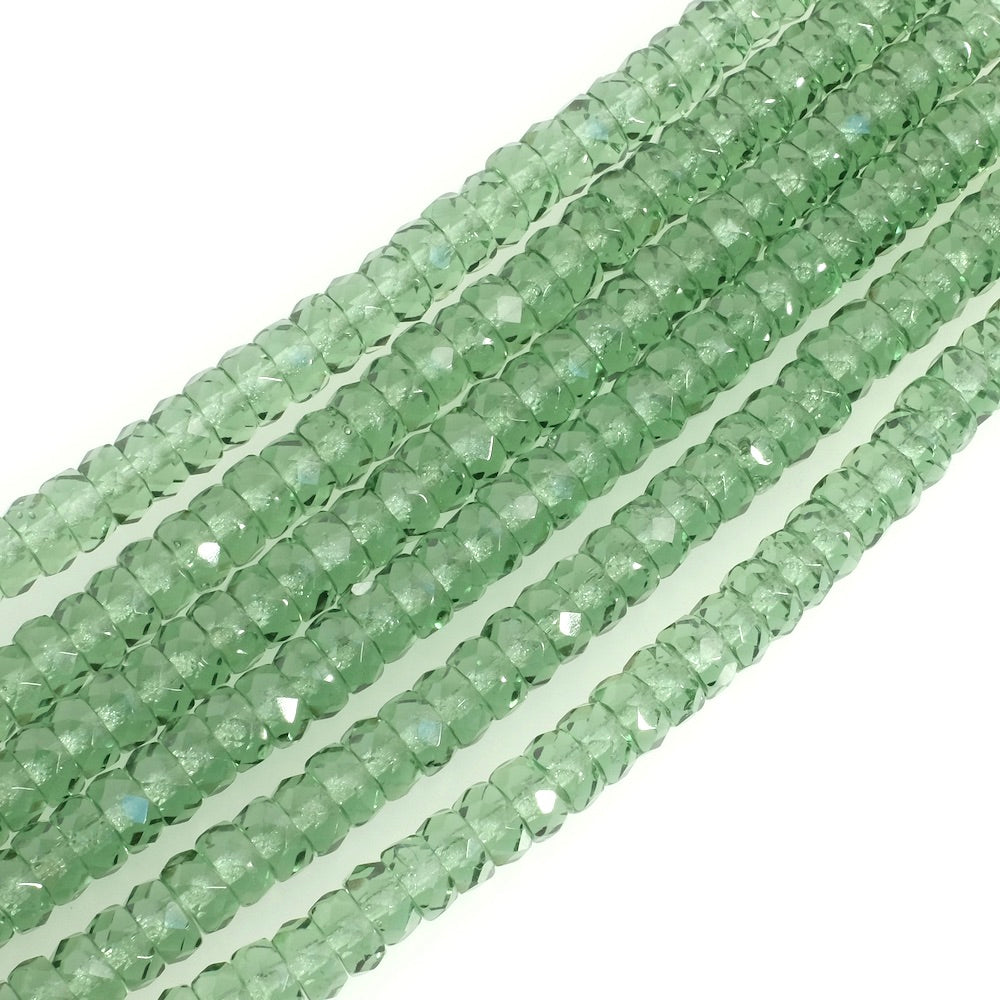 Rondelle sfaccettate in filo di perline di Boemia 3x6mm verde scuro