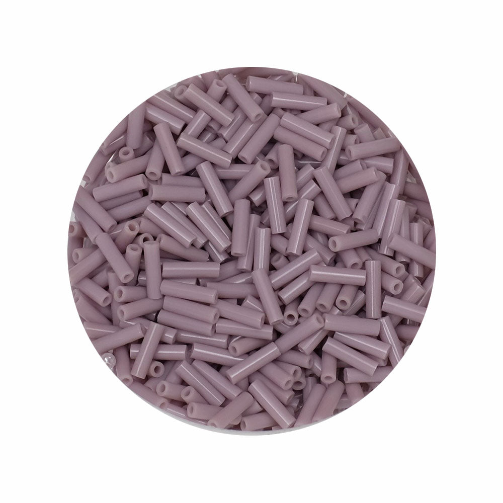 10 grammes de Miyuki Bugles 6x1,7mm N°0410 Opaque Mauve