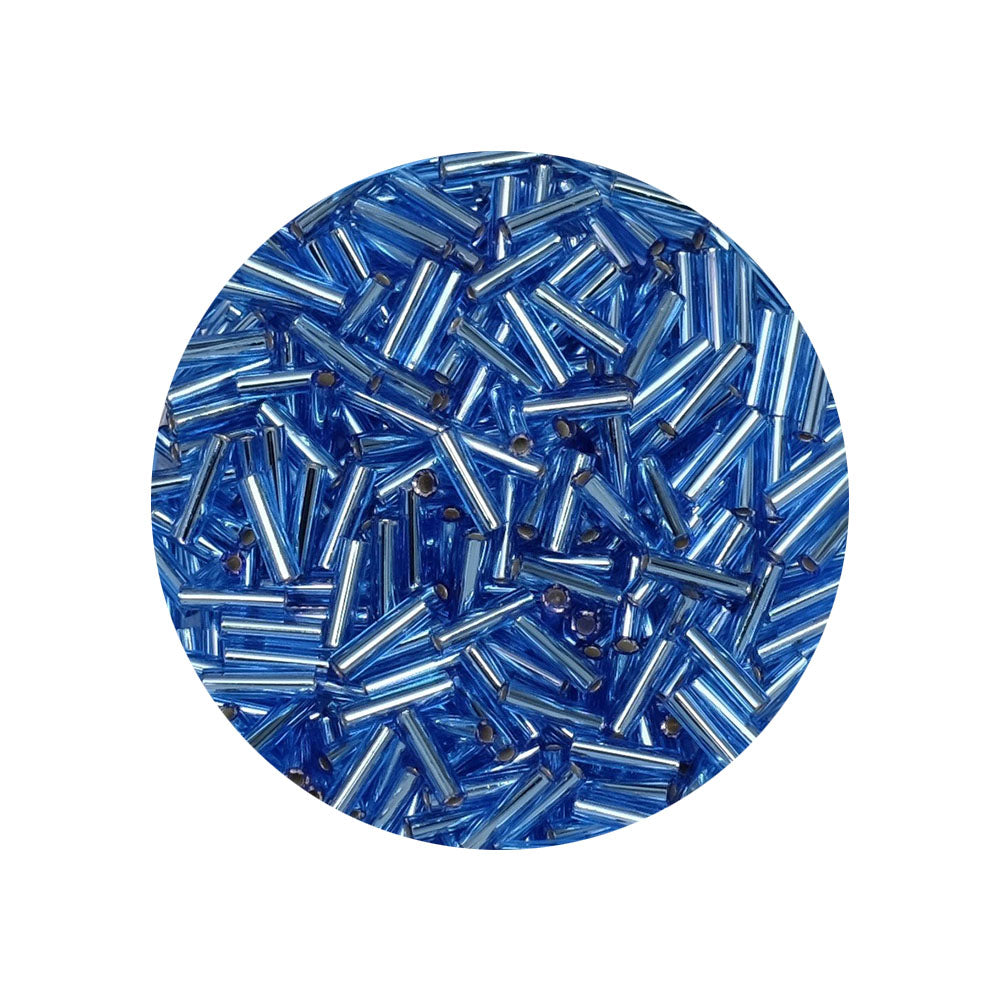 10 grammes de Miyuki Bugles 6x1,7mm N°0019 Sapphire Silver Lined