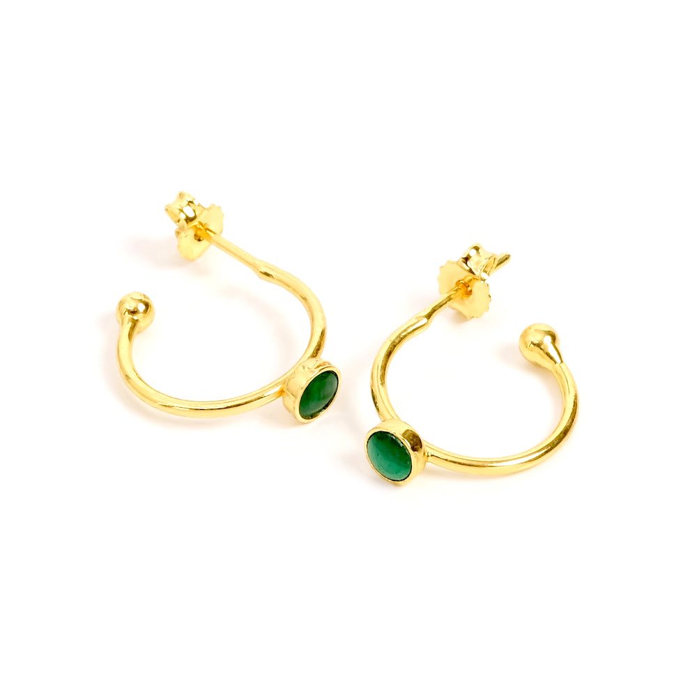 Boucles créoles Minis avec support cabochon 4mm en laiton Doré mat à l&#39;or fin 24K