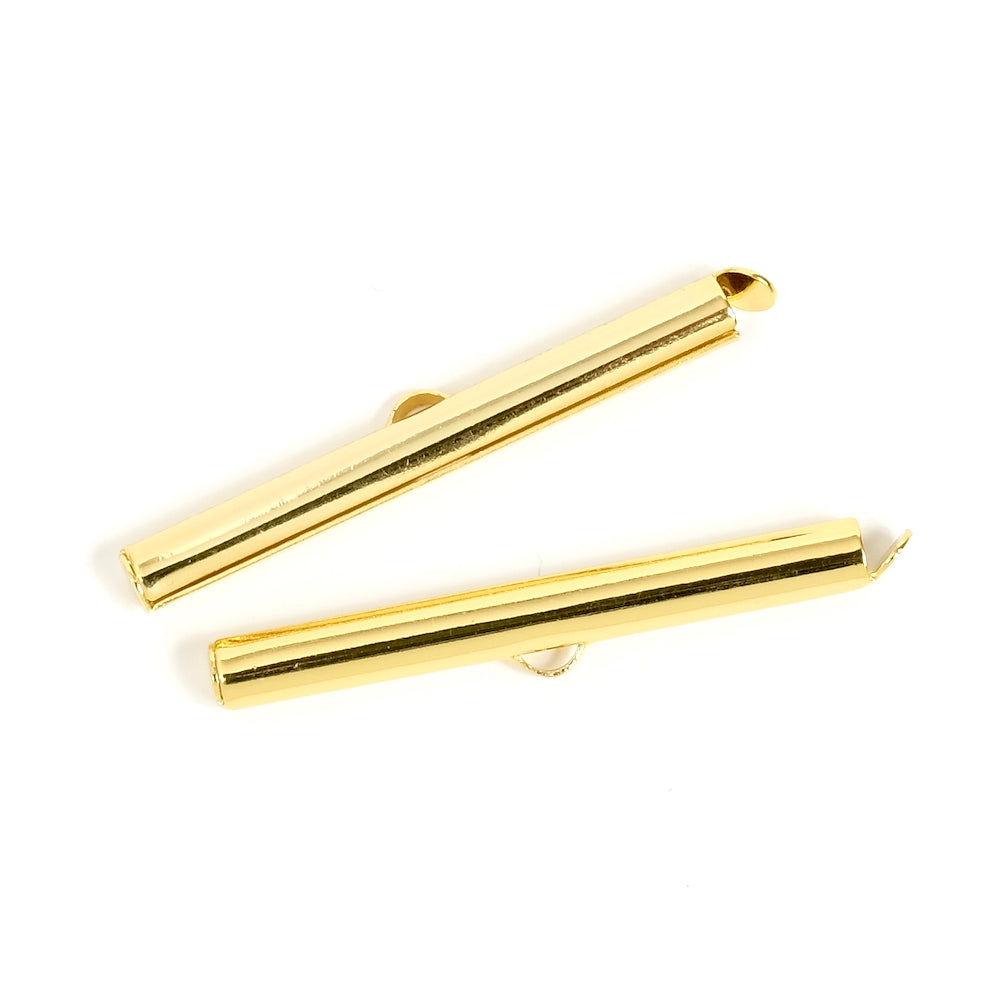 2 embouts tube cintre 40mm en Laiton doré à l&#39;or fin 24K