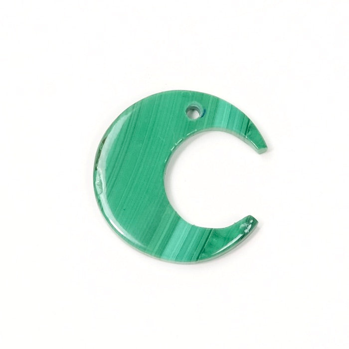 Pendentif Lune en  pierre naturelle de Malachite - Protection