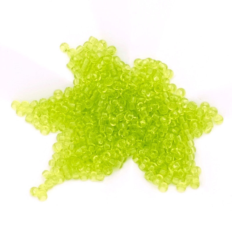 8 grammes de perles Miyuki Rocailles 11/0  olivine transparent N°0143