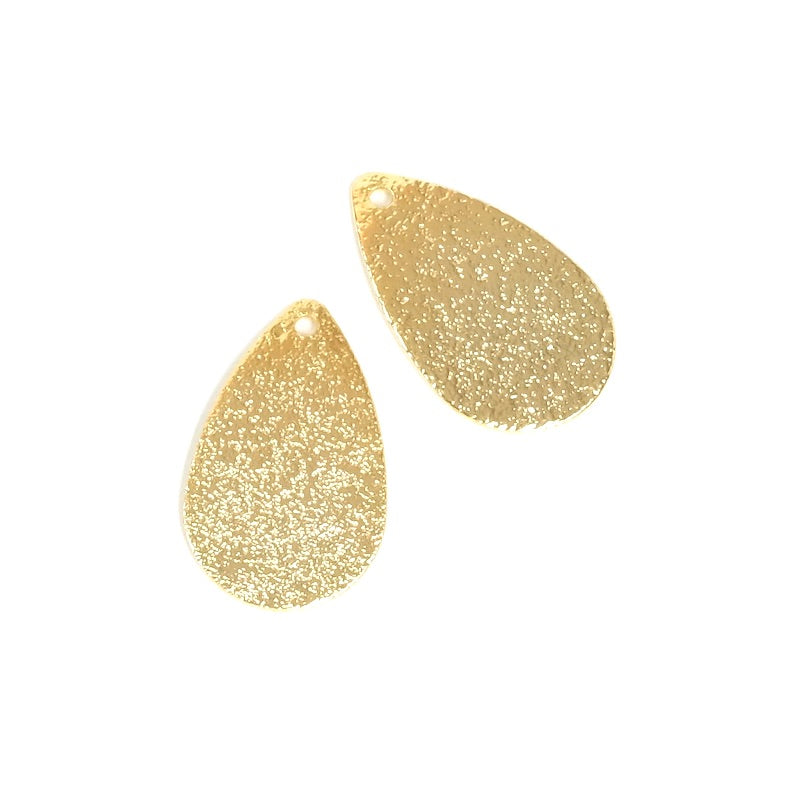 2 pendentifs scintillants Gouttes en laiton doré 24K