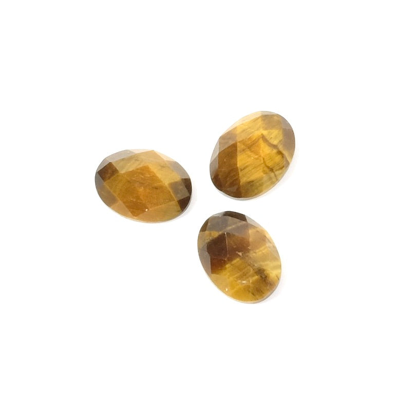 Cabochon pierre naturelle Ovale facetté 6 x 8mm Oeil de Tigre