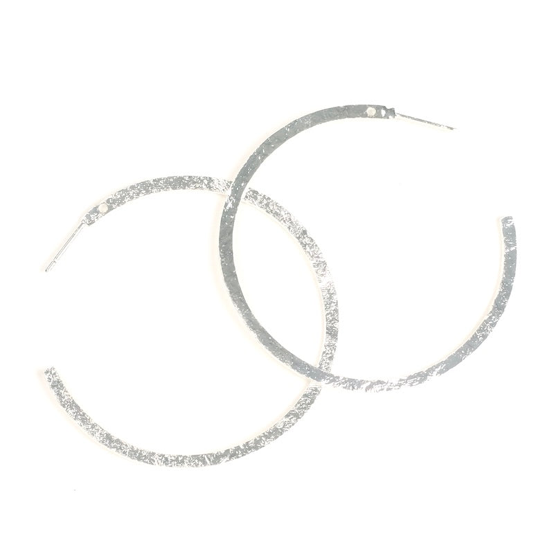 Boucles d&#39;oreilles Créoles clous 3/4 en laiton Argenté 925 Premium