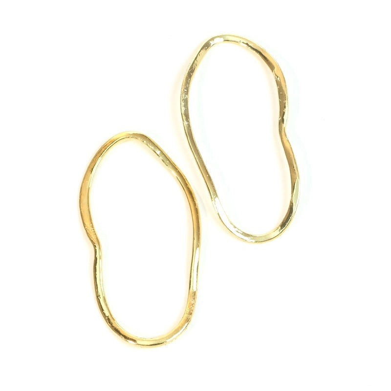 2 Pendentifs ovales 39mm en laiton Doré à l&#39;or fin 24K Premium