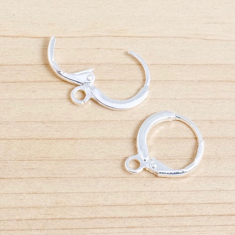 2 boucles d&#39;oreilles Dormeuses rondes en laiton argenté 925 Premium