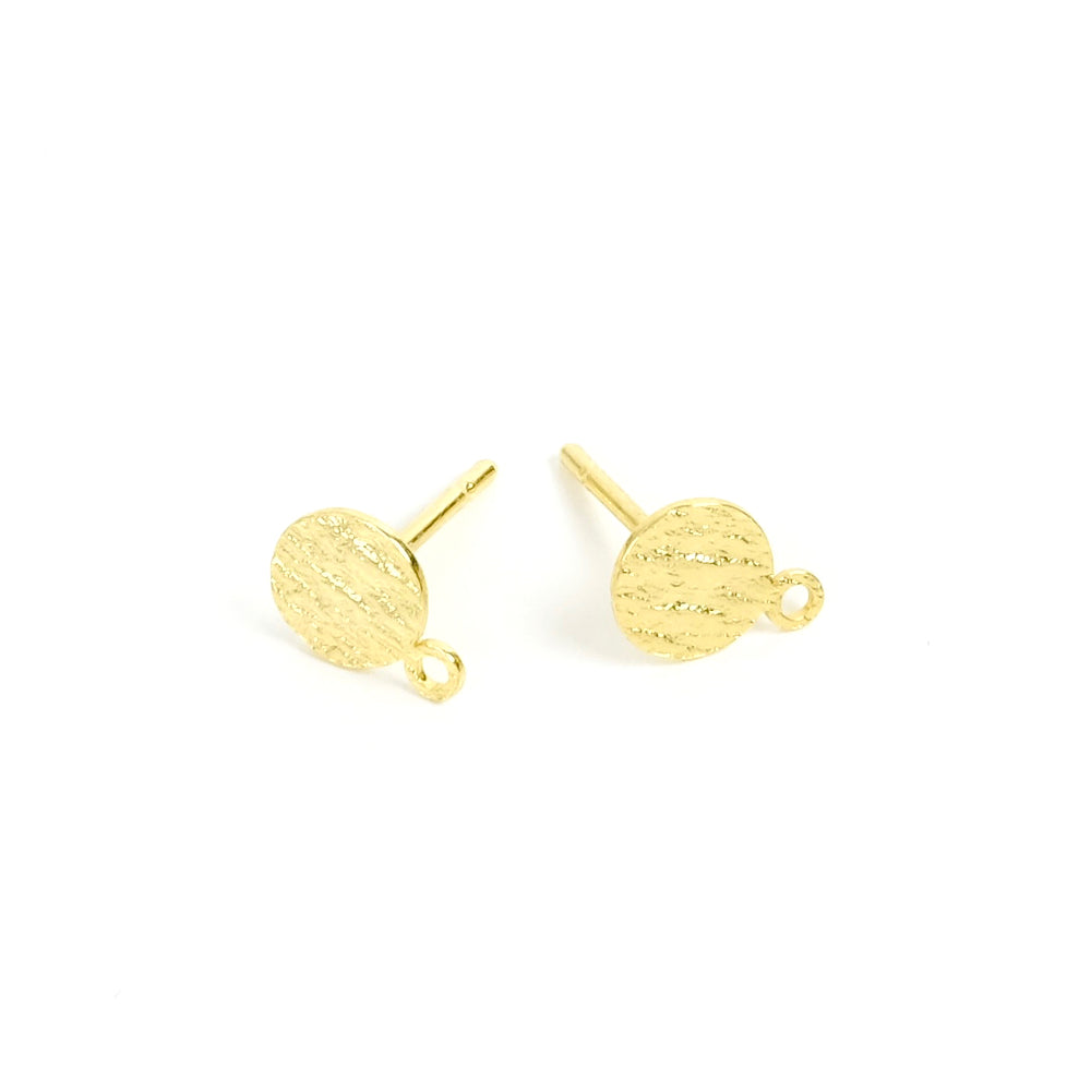 2 boucles d'oreilles clous texturés en laiton doré à l'or fin 24K