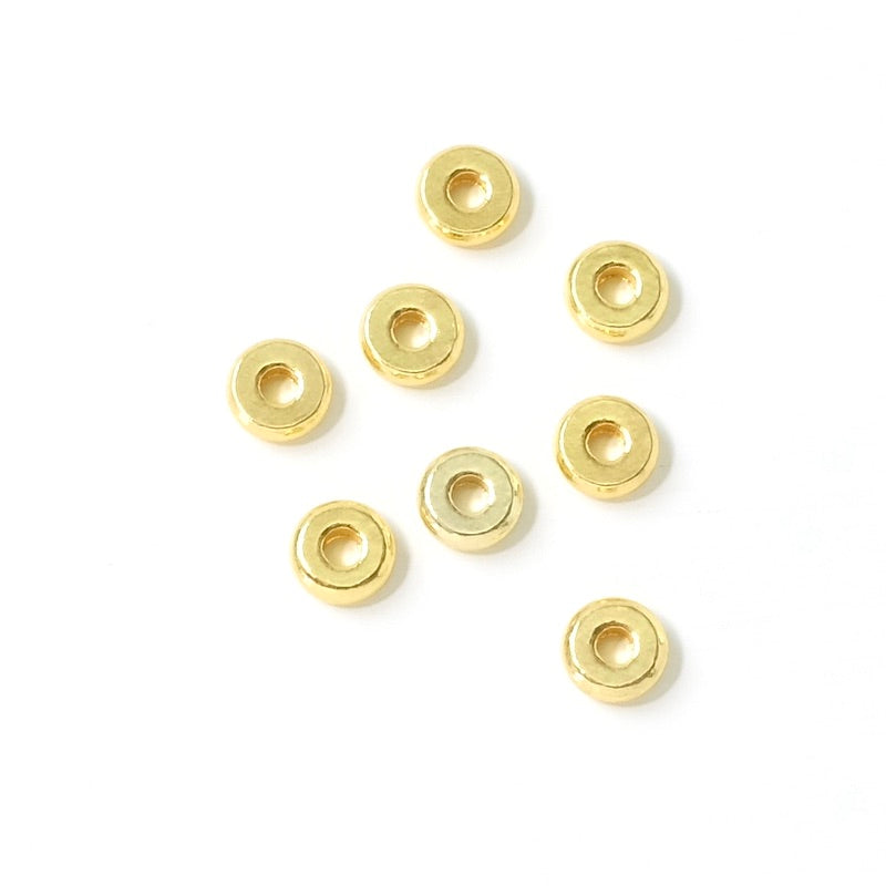 10 perle rotonde da 6 mm in ottone dorato con oro fino Premium 24K