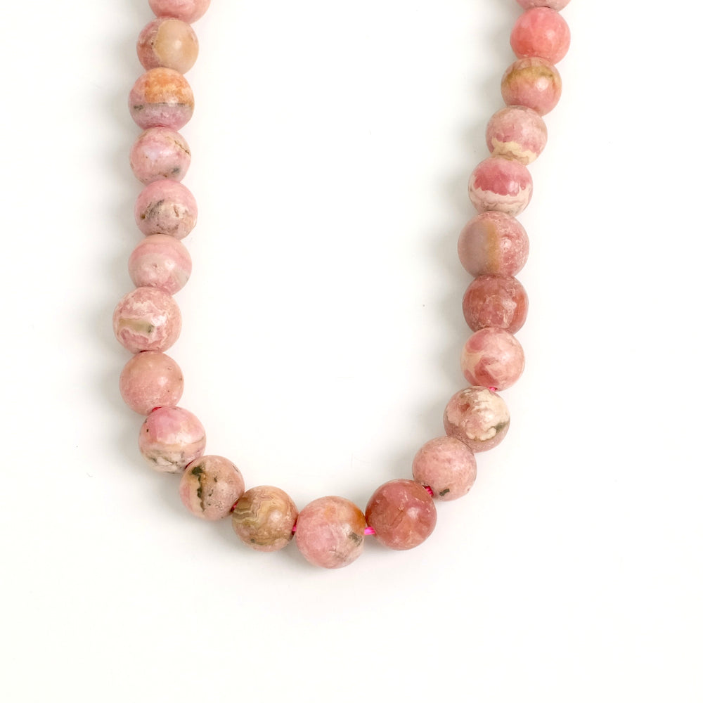 6 perles rondes 6mm naturelles de Rhodochrosite