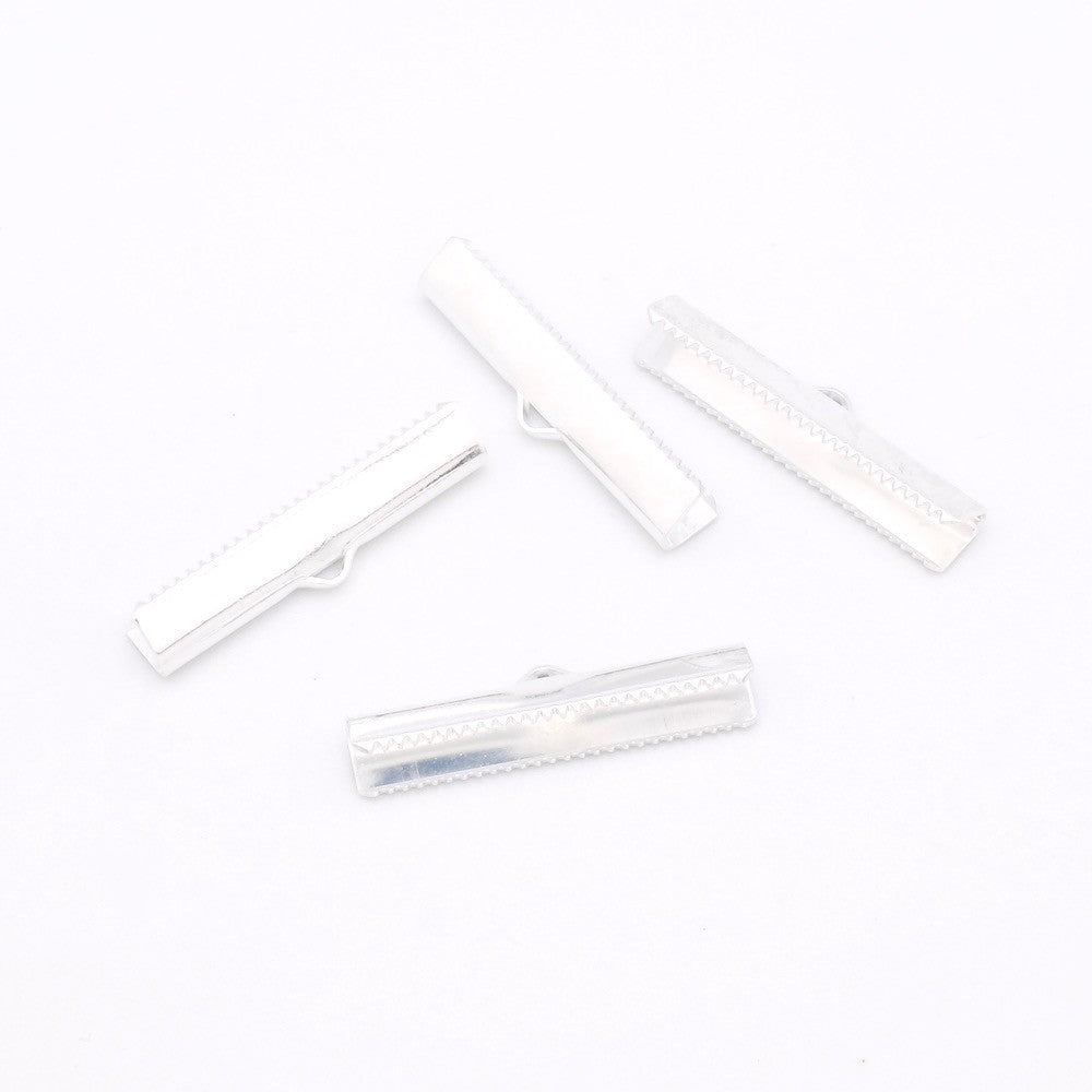 Lot de 4 embouts de ruban 30mm en laiton argenté