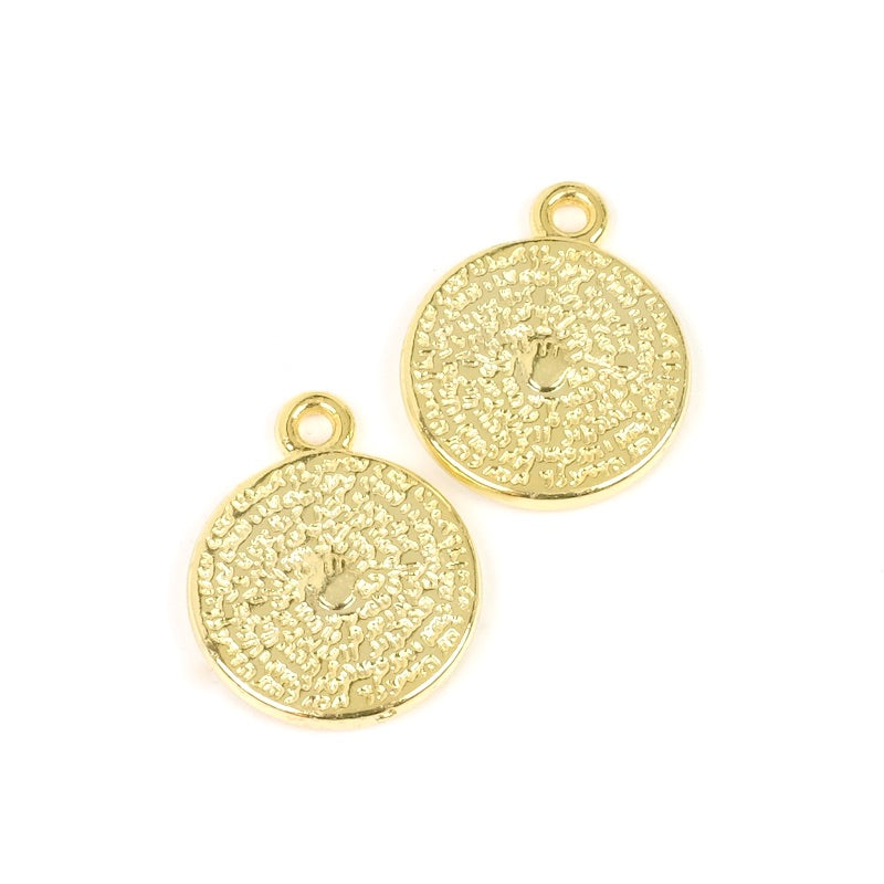 2 pendentifs Talisman en laiton doré à l&#39;or fin 24K