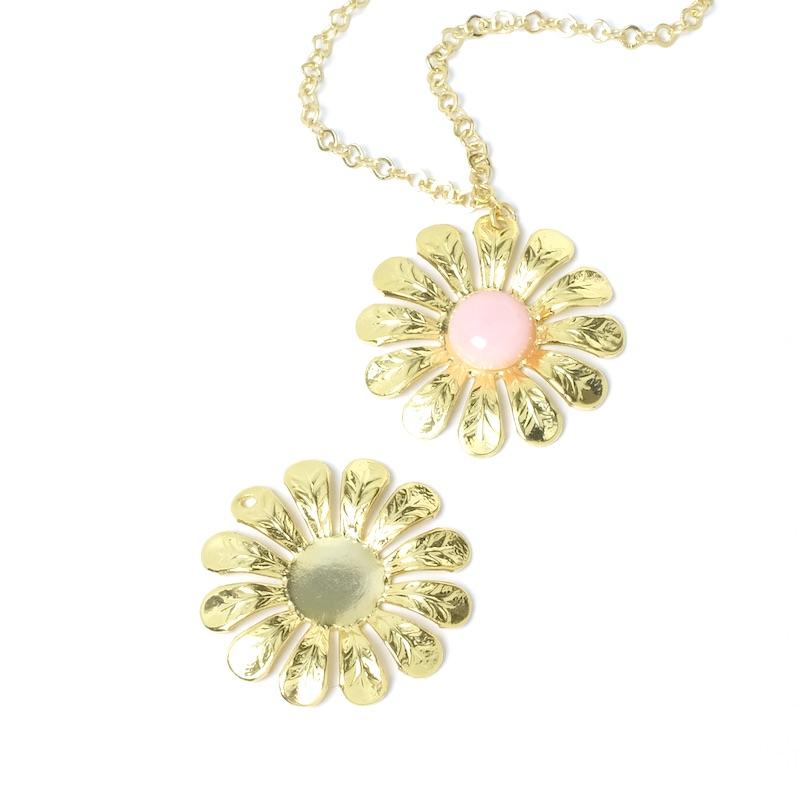 Pendentif Fleur marguerite en laiton argenté 925 Premium