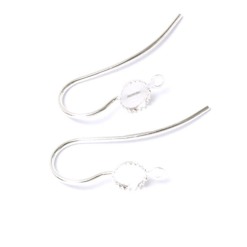 Boucles d'oreilles pour cabochon 4mm en Laiton Argenté 925, la paire