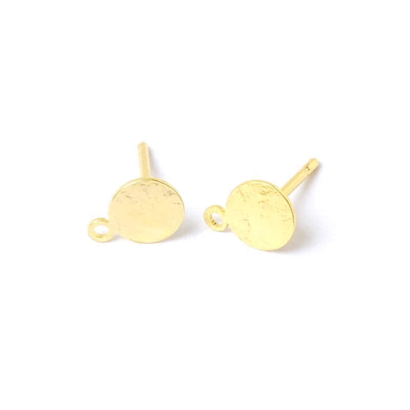 2 boucles d&#39;oreilles clous texture Granite en laiton doré à l&#39;or fin 24K