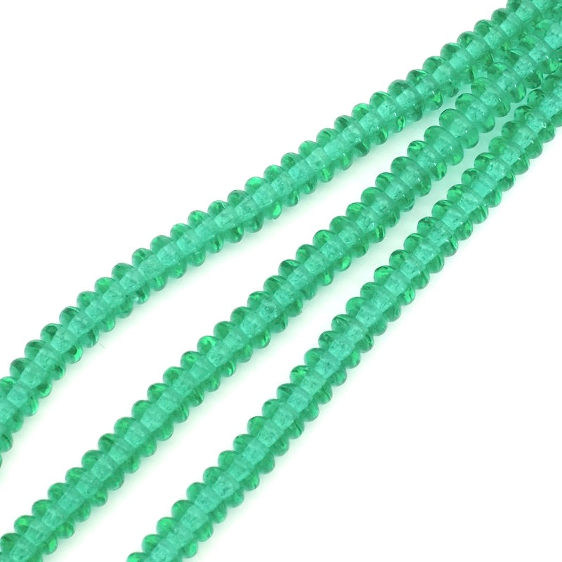 Fil de perles de Bohème Donuts vert transparent 2x4mm