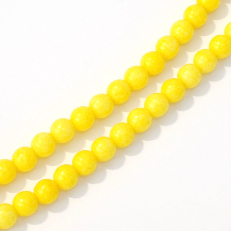 Fil de perles de Bohème rondes 6mm Jaune opaque