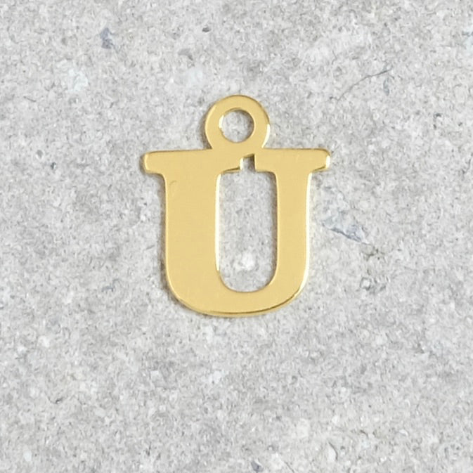 Pendentif lettre U en argent 925 doré à l&#39;or 24K