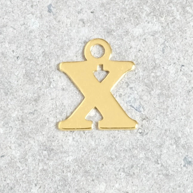 Pendentif lettre X en argent 925 doré à l&#39;or 24K