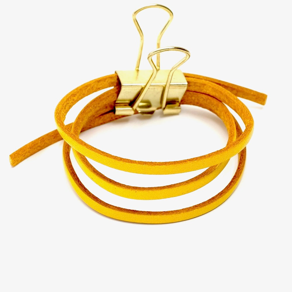 Cinturino in pelle piatto da 50 cm, 3 mm, giallo, qualità premium