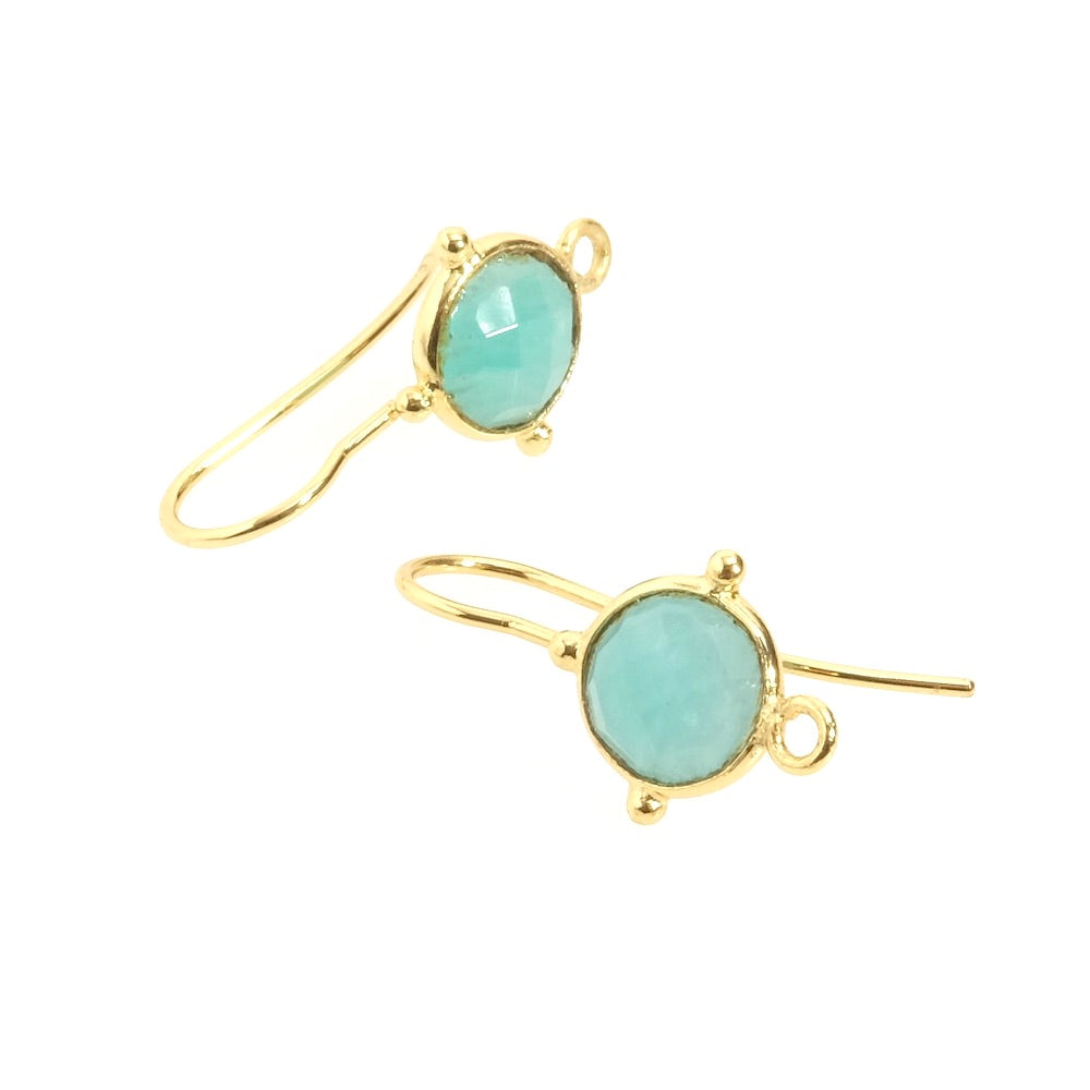 Boucles d&#39;oreilles sertis Amazonite en Laiton doré à l&#39;or fin 24K Premium, la paire