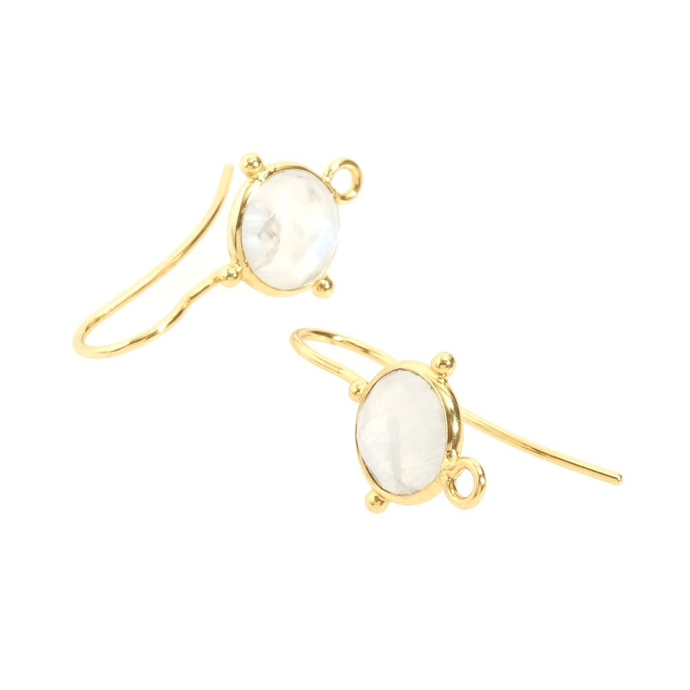 Boucles d&#39;oreilles sertis Pierre de Lune en Laiton doré à l&#39;or fin 24K Premium, la paire