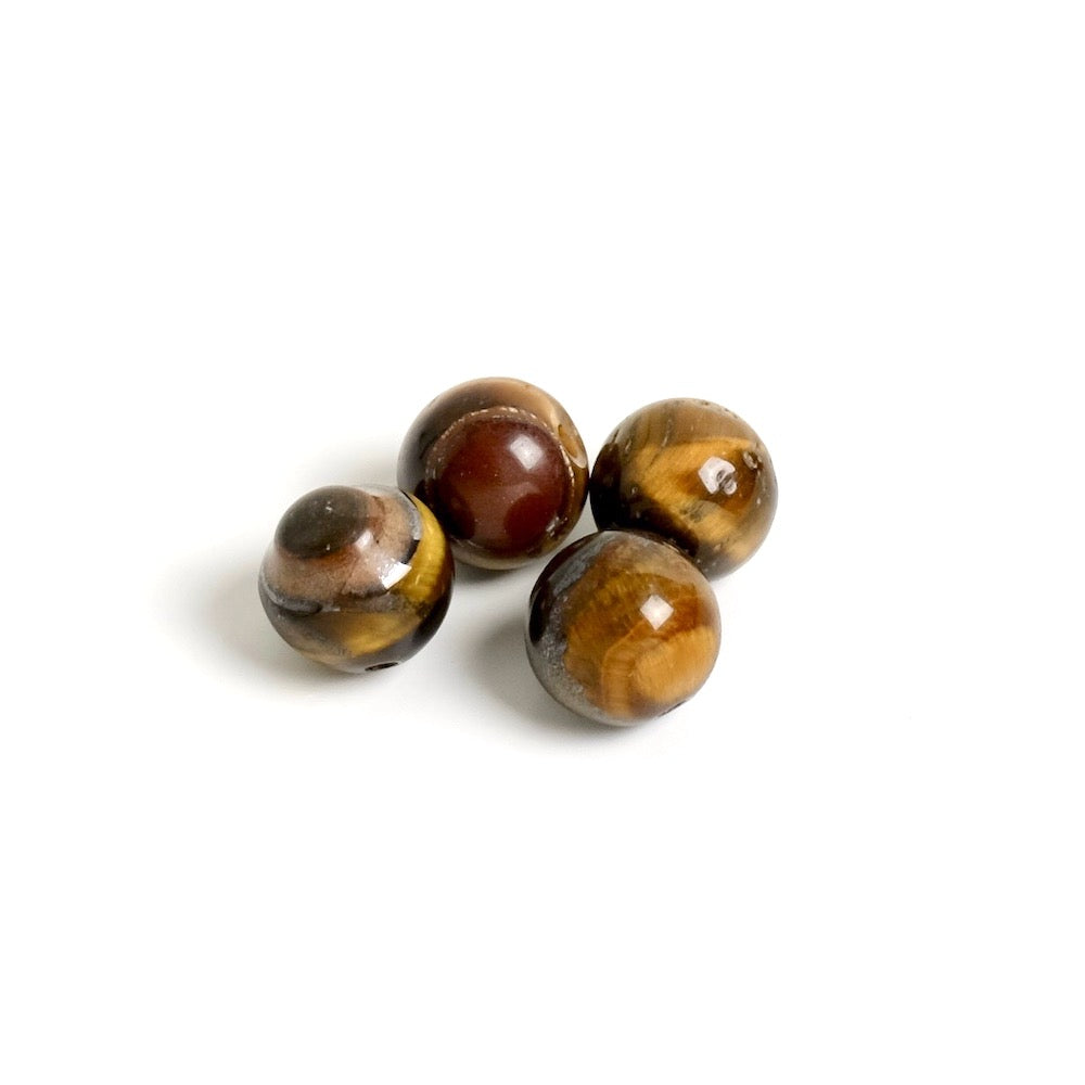 6 perles rondes 6mm naturelles Oeil de Tigre