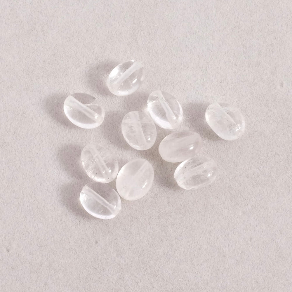 10 perle ovali 6x8mm in cristallo di rocca