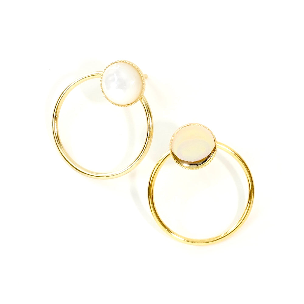 2 BO clous Cercle pour Cabochon 8mm en Laiton doré à l&#39;or fin 24K