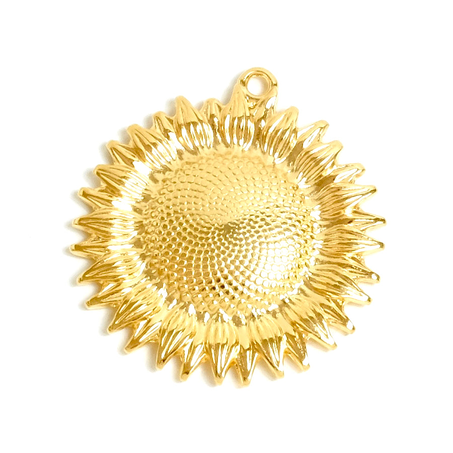 Pendentif Tournesol en Zamak doré à l&#39;or fin 24K