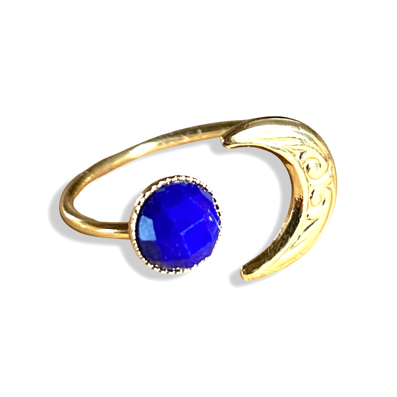 Bague ajustable Lune pour Cabochon 6mm Plaquée Or 24K (3 microns)