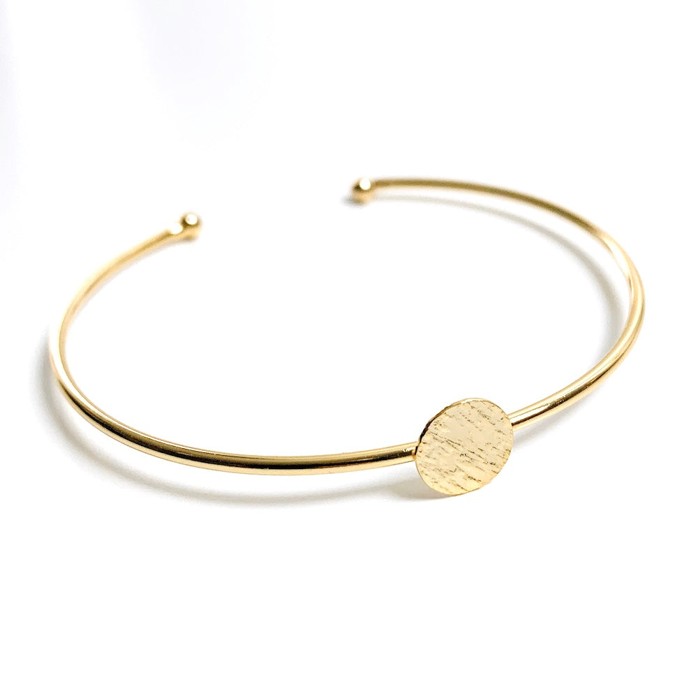 Support bracelet jonc et rond texturé en Laiton doré à l&#39;or fin 24K