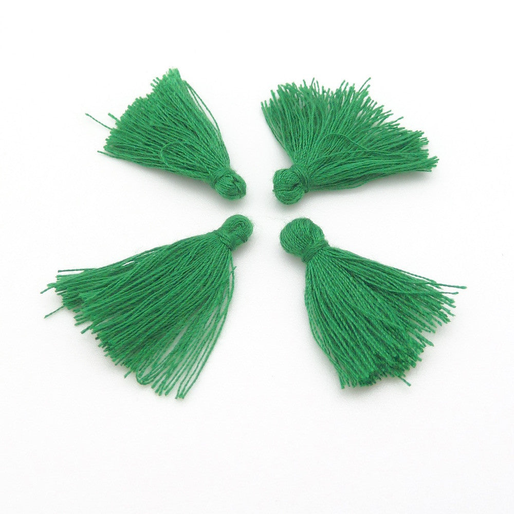 Lot de 4 Petits Pompons en coton 25mm Vert sapin